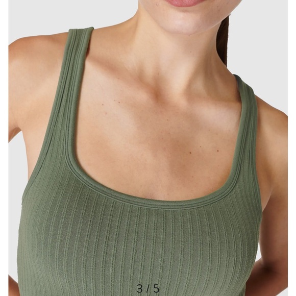 Sweaty Betty Mindful Crop Seamless Rib Tank in Ivy Green xs - Picture 3 of 8